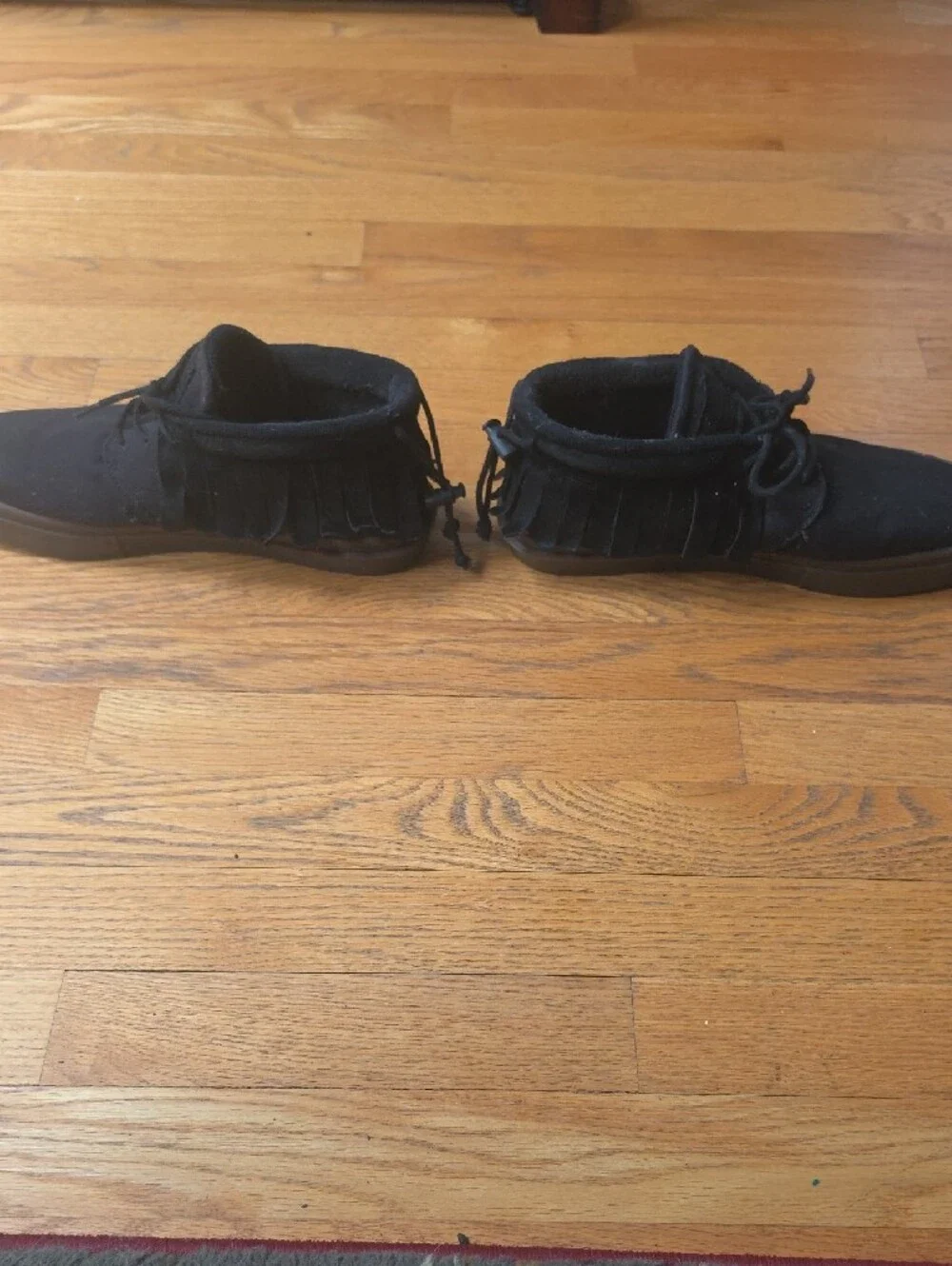 Men's Clear WeatherBlack Suede Mid-Top Casual Shoes with Fringe